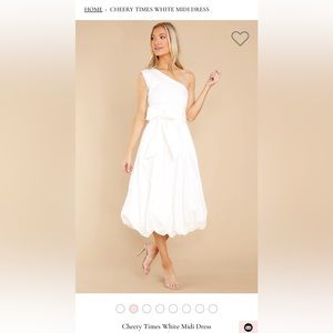 Cheery times white one-shoulder dress, size large